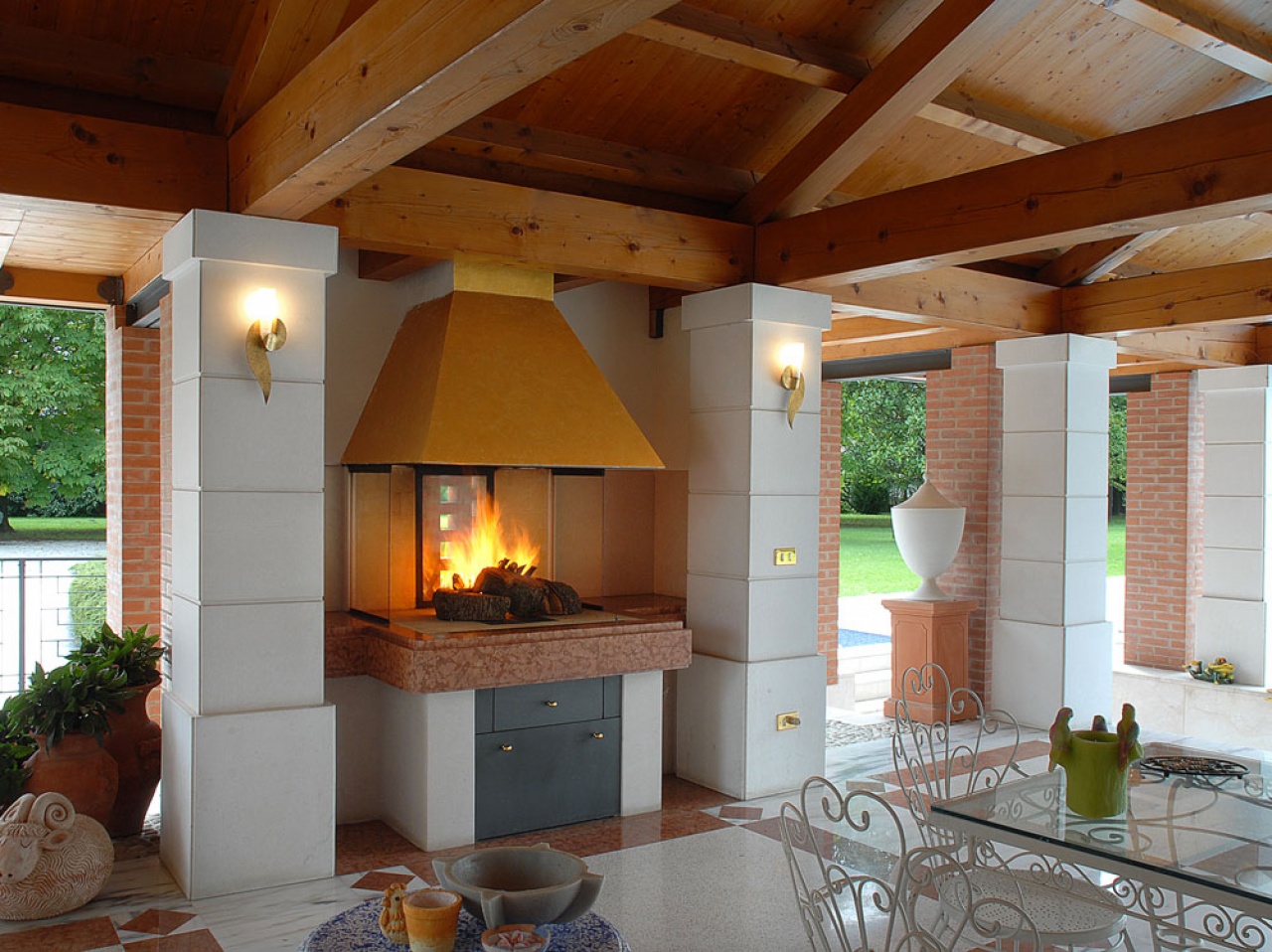Caminetto barbecue sottoportico panoramico